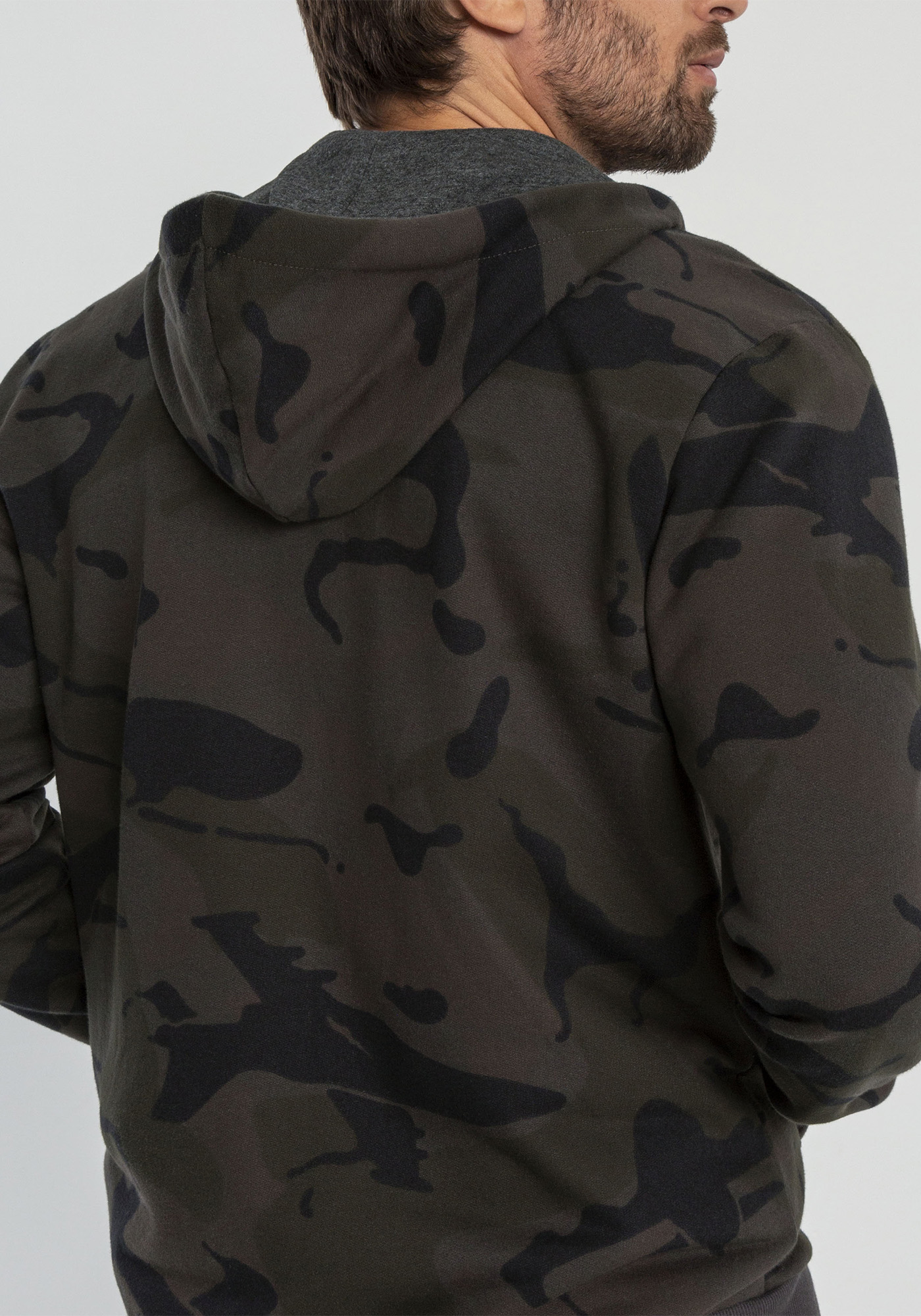 camo sherpa moletom com capuz